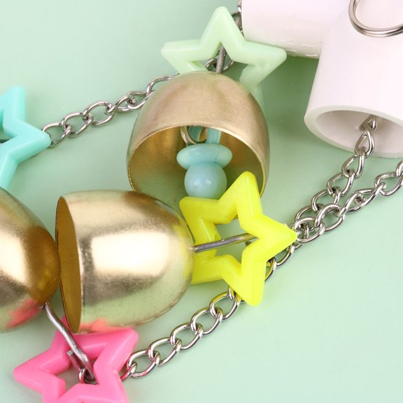 FUEENIRVA Bird Cage Accessories Golden Parrot Bell Chime Pendant for Medium Small Birds