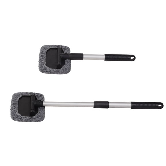 FUEENIRVA Black Window Glass Mop with Retractable Aluminum Alloy Rod for Household and Vehicle Use