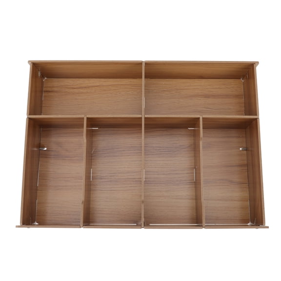 FUEENIRVA Wooden Change Organizer Box Light Brown Multi-Grid Storage for Desk