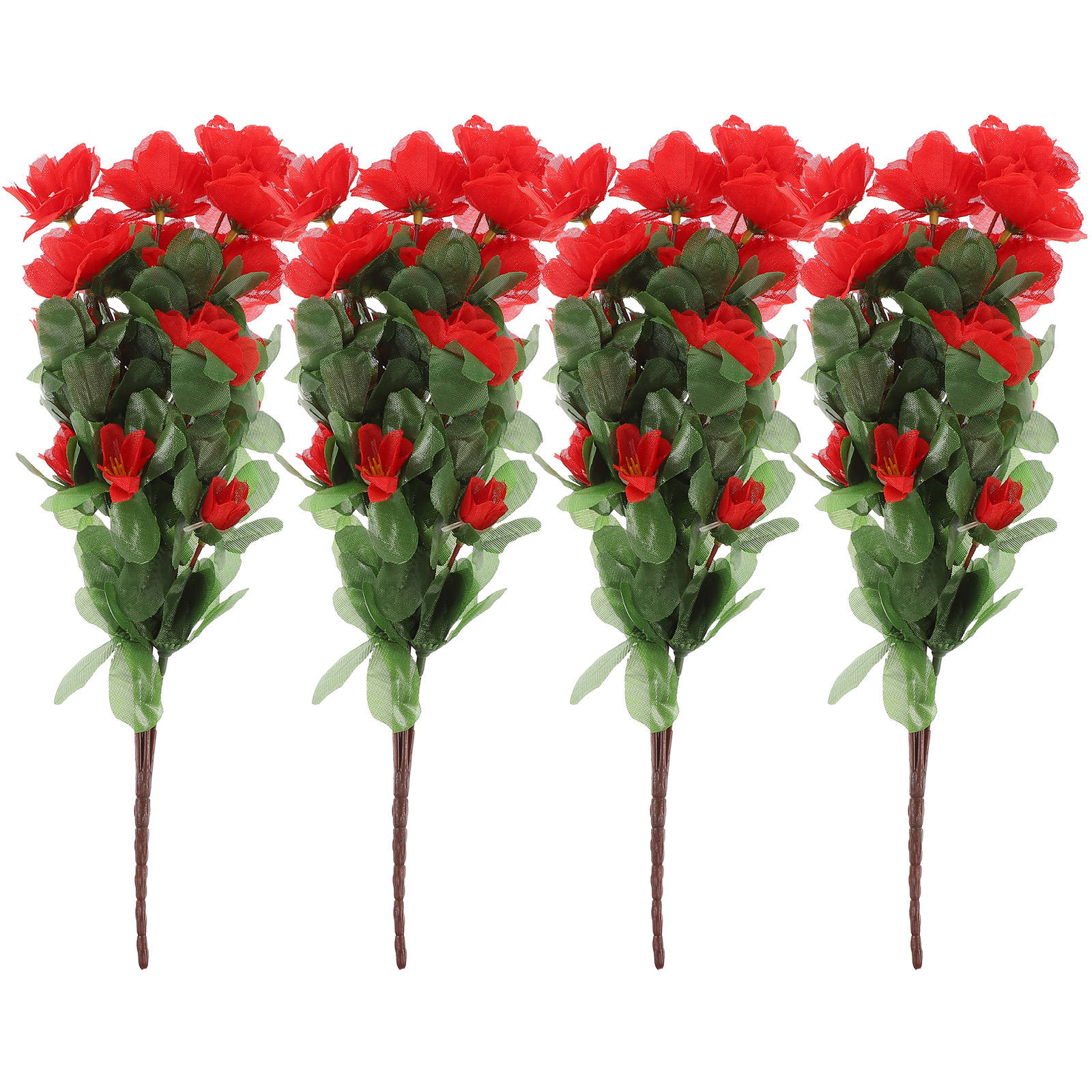 FUEENIRVA Fake Flowers Red Rhododendrons Silk Cloth Plastic Iron ...