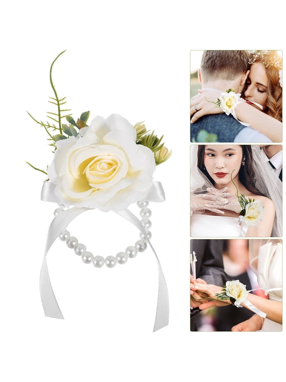 Women Prom Flower Wrist Corsage Flower Wristlet Decoration for School ce 1Pack