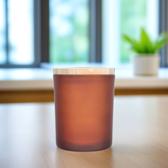 FUEENIRVA Glass Candle Container with Frosted Look for Relaxing Home Atmosphere