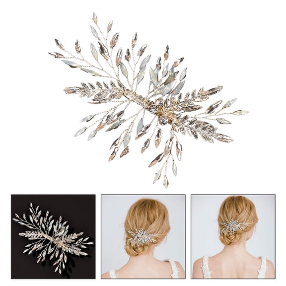 FUEENIRVA Rhinestone Hair Accessories Silver Hair Clip Decorative Ladies New Year 1Set