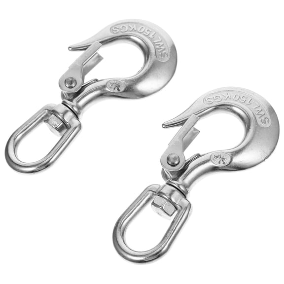 FUEENIRVA 2Pcs Practical Stainless Steel Lifting Hook with Safety Buckle for Strong Bearing