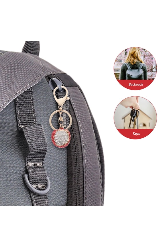 Litchi Shaped Keychain 9.0X3.0X2.5In Zinc Alloy Sparkling Keyring For present Giving 1Pack Women Accessory