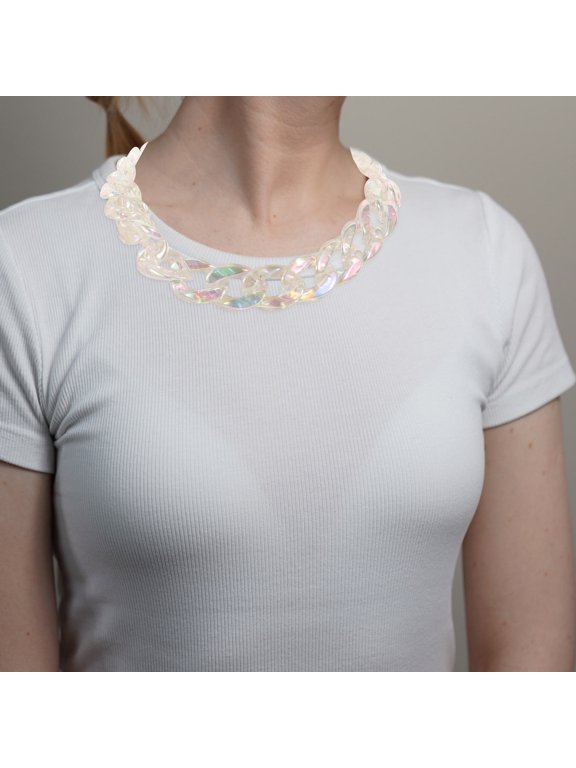 Multi-Color Chunky Link Chain Necklace, Resin Statement Jewelry for Women, Fashion Accessory
