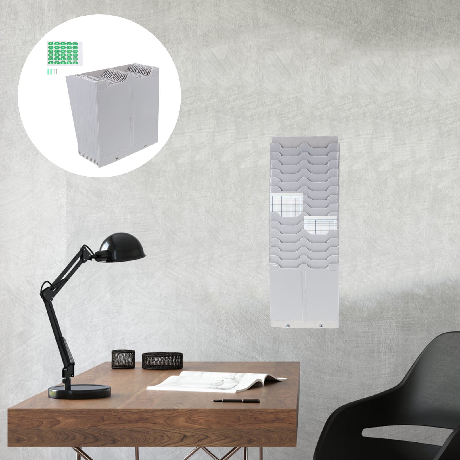 Time Card Rack Wall Mount Holder - 24 Pocket Slot For Attendance Recorder, Office Punch Time - View #12