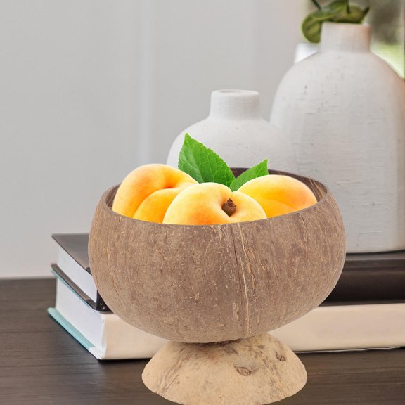 FUEENIRVA Natural Coconuts Shell Decorative Salad Bowl for Home Restaurant and Buffet Use