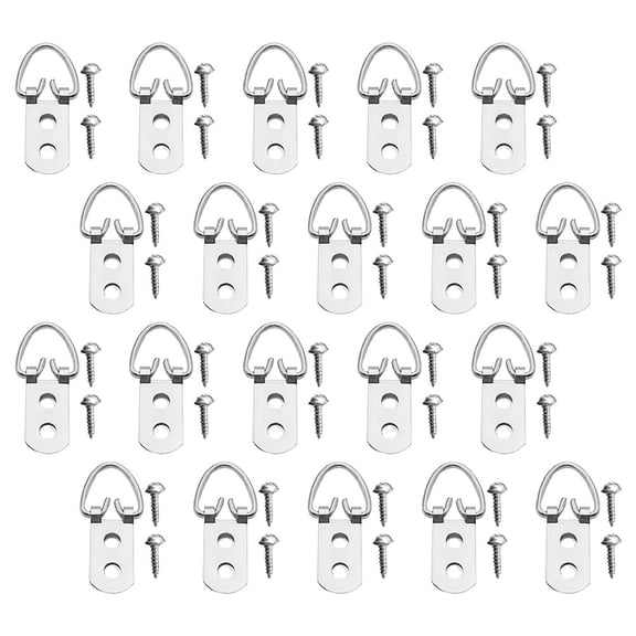 FUEENIRVA Picture Frame Hanging Hardware, D Ring Clasps, Silver Metal, 20Pcs