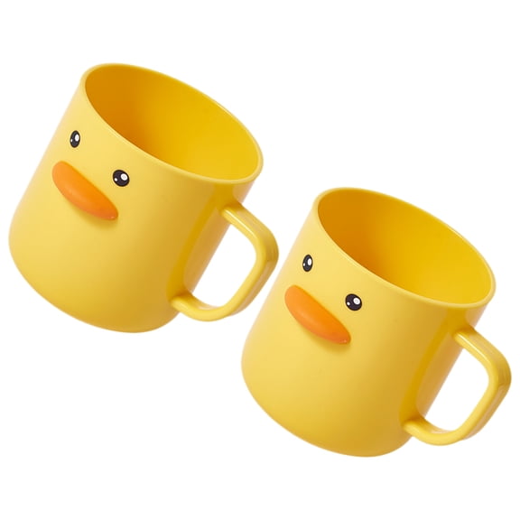 FUEENIRVA Reusable Yellow Plastic Tumbler Cups for Toothpaste and Water 2Pcs
