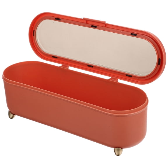 FUEENIRVA Portable Orange Utensil Storage Box Plastic Case for Kitchen Accessories
