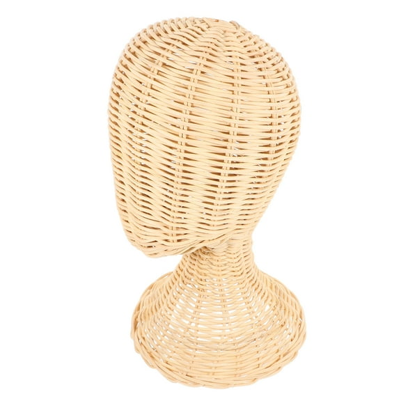 FUEENIRVA Rattan Hat Display Stand 1Pack for Wig and Helmet Maintenance
