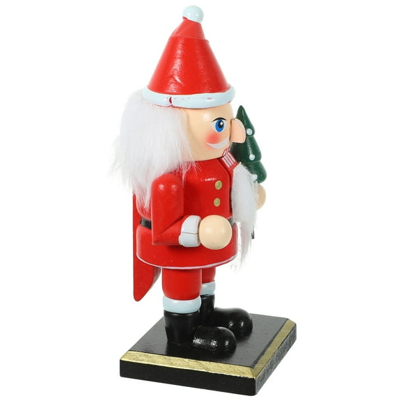 FUEENIRVA Nutcracker Puppet Red Wood Santa Claus Tabletop Decor 1Set