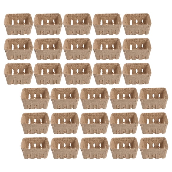 FUEENIRVA 40Pcs Pulp Material Berry Basket Fruit Storage Tray with Vintage Rustic Style