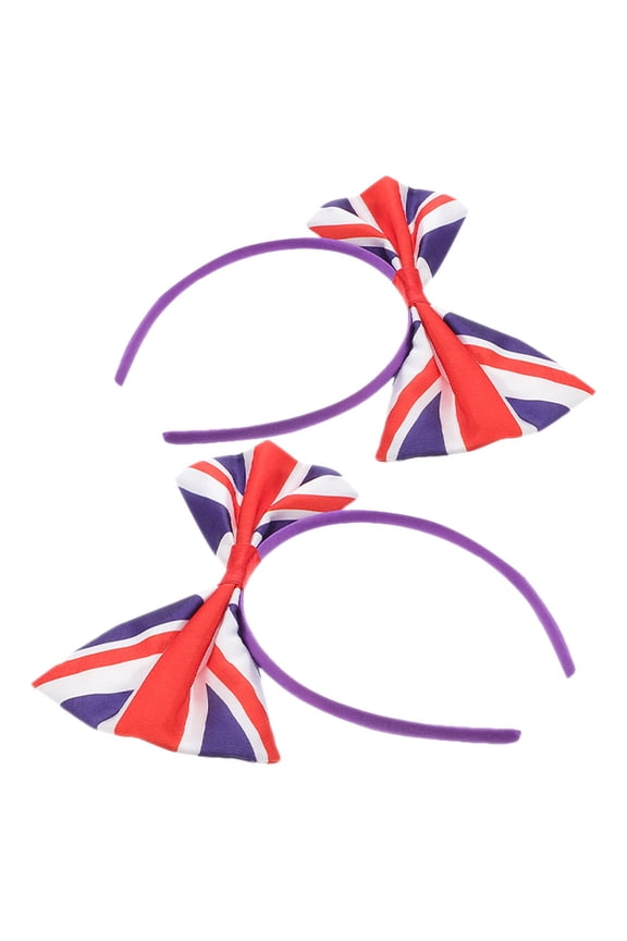 2Pcs Uk Flag Hair Headbands Bowknot Hair Bands for Celebration Events