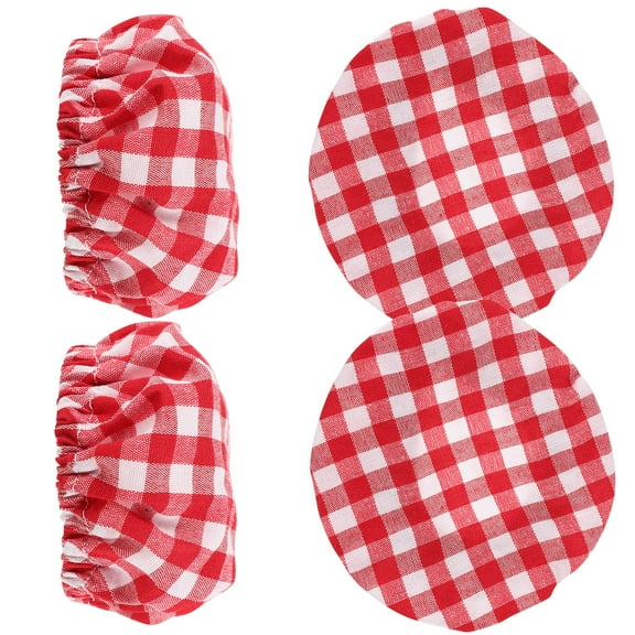 FUEENIRVA Red Polyester Cotton Fabric Glass Jar Covers 4pcs Elastic Edge Fermentation Support 4.34.30.1in