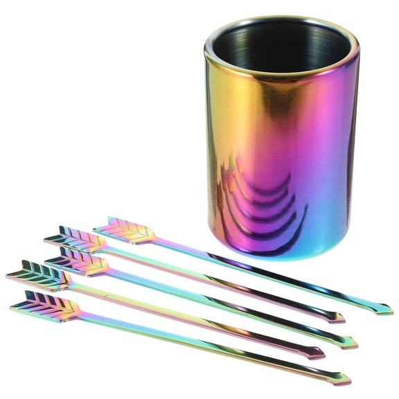 FUEENIRVA Stainless Steel Reusable Coffee and Tea Stirrers Set, Assorted Colors, Drink Mixers