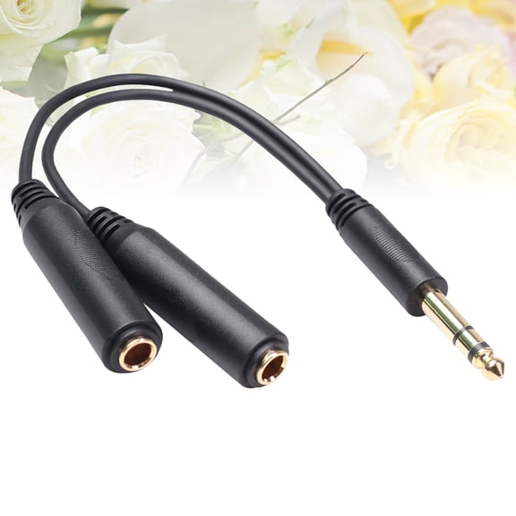 FUEENIRVA 1Pcs Stereo Audio Splitter Cable with Gold Plated Ends Black for Headphones and Microphone
