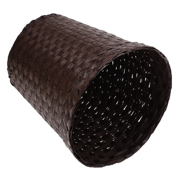 FUEENIRVA Stylish Coffee Woven Garbage Can Large Capacity Office and Home Storage Basket