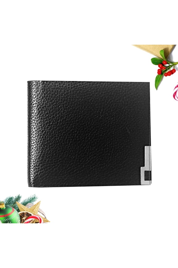Stylish Black PU Mens Credit Card Holder Wallet for Students, Travel, and Everyday Use