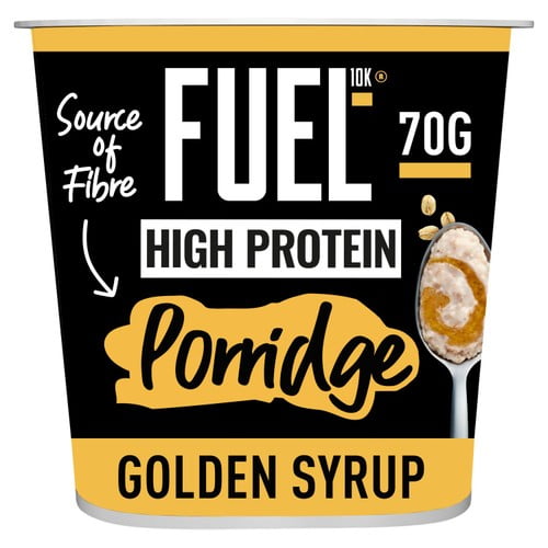 FUEL 10K High Protein Golden Syrup Porridge Oat Cereal Pot 70g, British Import (Pack of 3)