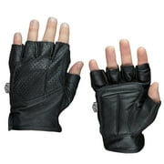 FUEL Adult Fingerless Leather Motorcycle Gloves in Black, Size XL
