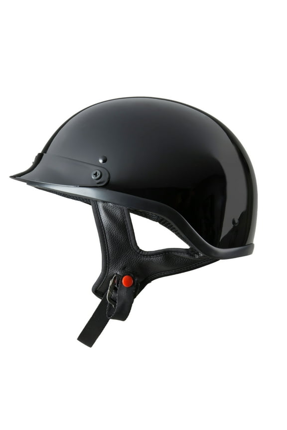 FUEL Adult Motorcycle Half Helmet, Dot Approved, Gloss Black, Medium