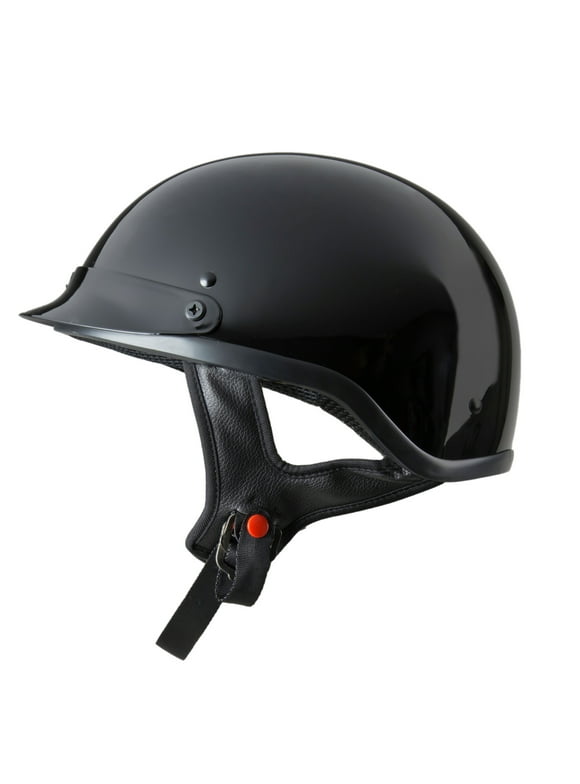 FUEL Adult Motorcycle Half Helmet, Dot Approved, Gloss Black, Medium
