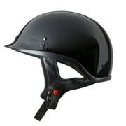 FUEL Adult Shorty Half Motorcycle Helmet Dot Approved - Gloss Black, Large