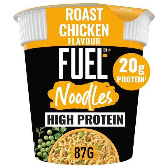 FUEL10K High Protein Roast Chicken Instant Noodles Snack Pot 87g, Imported from Britain
