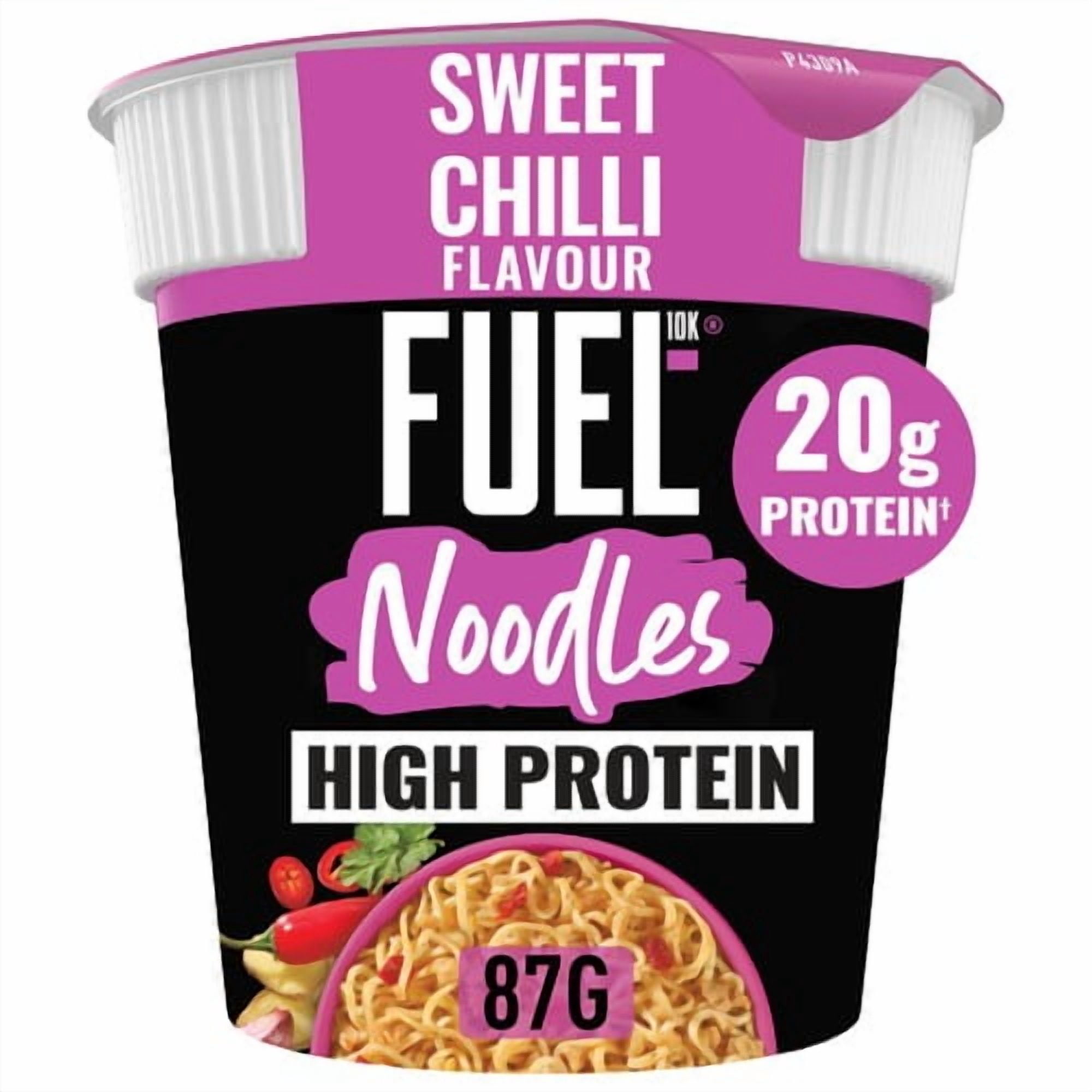 FUEL10K High Protein Sweet Chilli Instant Noodles Snack Pot 87g, British Import (Pack of 3)