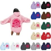 FUELEGO Graphic Sweatshirts For Women Preppy Clothes For Girls Oversized Crewneck Hoodie Women Hoodies For Teen Girls Vest Tops For Women White Sweatshirt Women