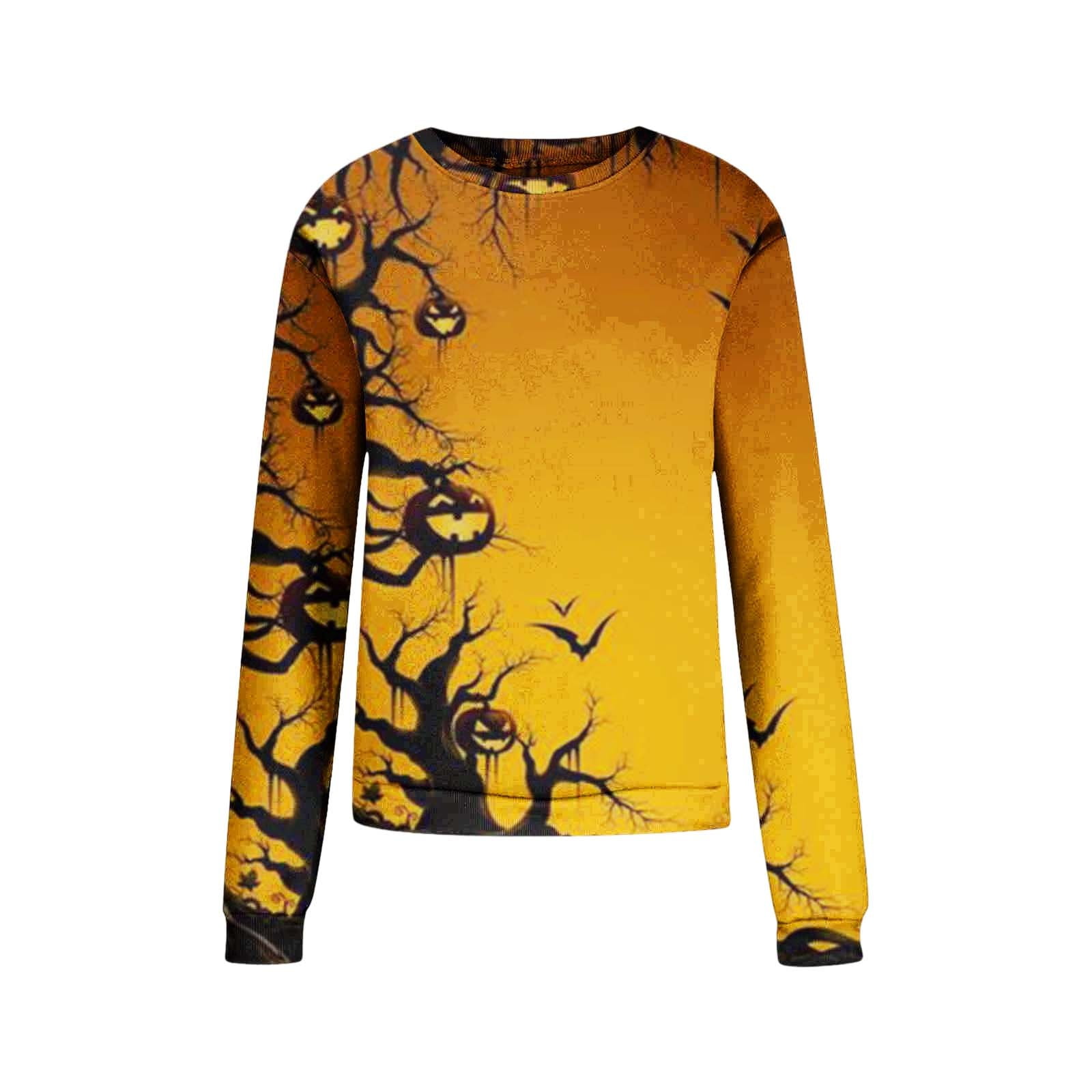 FUELEGO Sweatshirts For Women Women'S Halloween Pumpkin Hoodie Crewneck