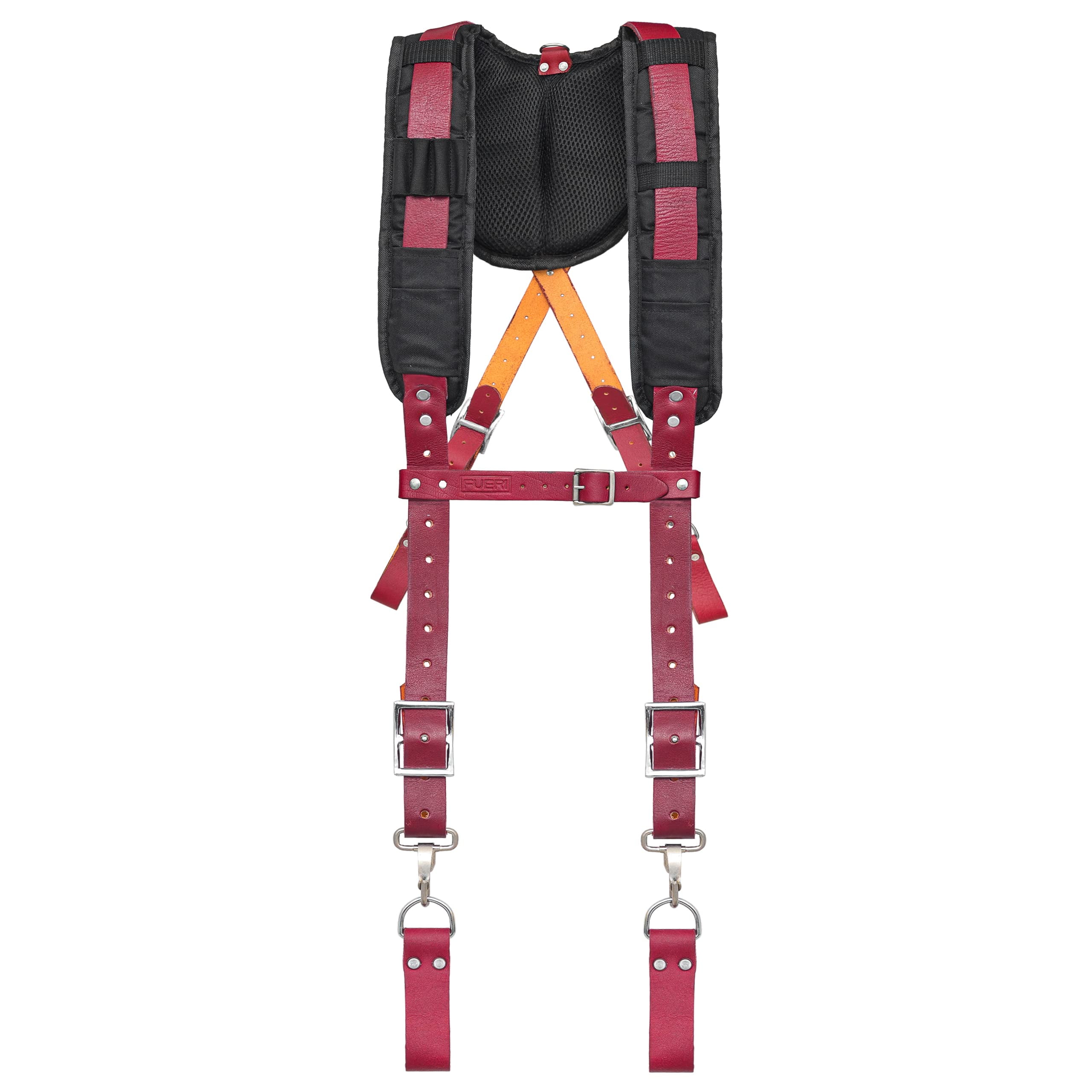 FUERI Leather Tool Belt Suspender with 4 Detachable DLoop for Construction Tool Belt Work