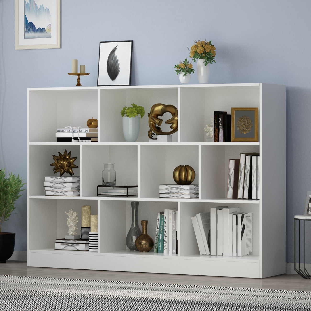 KULAGAGA 10-Cube Storage Shelf, Multipurpose Cubby Shelving Unit Display Storage Bookcase Bookshelf, Storage Cubes Organizer Cabinet for Home Office Living Room Bedroom, White(L 55.1in)