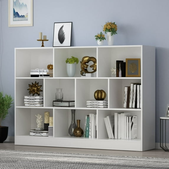 KULAGAGA 10-Cube Storage Shelf, Multipurpose Cubby Shelving Unit Display Storage Bookcase Bookshelf, Storage Cubes Organizer Cabinet for Home Office Living Room Bedroom, White(L 55.1in)