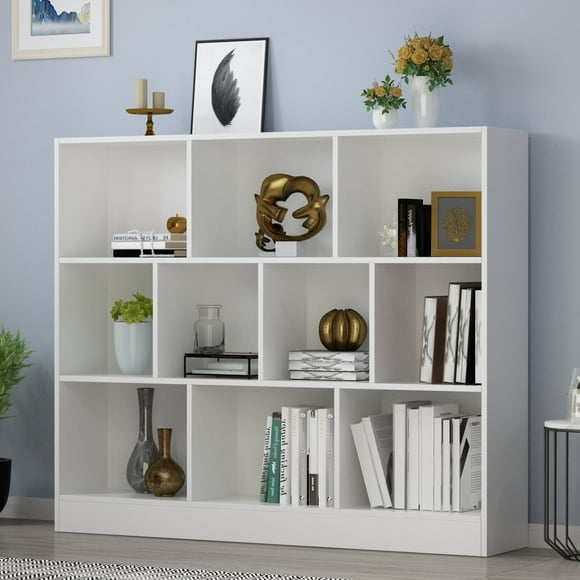 KULAGAGA 10-Cube Storage Shelf, Multipurpose Cubby Shelving Unit Display Storage Bookcase Bookshelf, Storage Cubes Organizer Cabinet for Home Office Living Room Bedroom, White(L 47.2in)