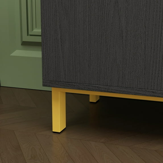 FUFU&GAGA 2 Door Large Storage Cabinet 3 Drawer TV Cabinet Buffet Sideboard Black