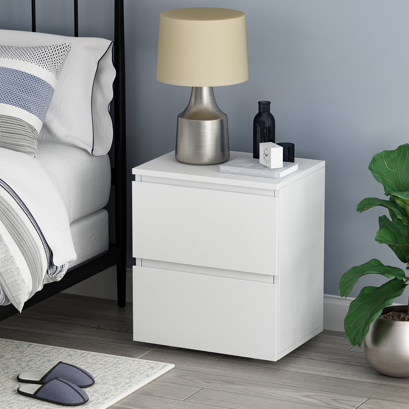 FUFU GAGA 2 Drawer Nightstand Accent or End Table with Storage Drawers White Walmart