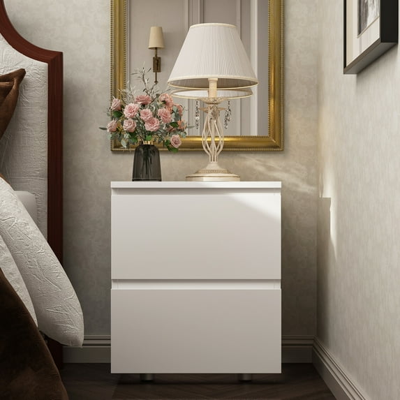 FUFU&GAGA 2-Drawer Nightstand End Table Console Table White