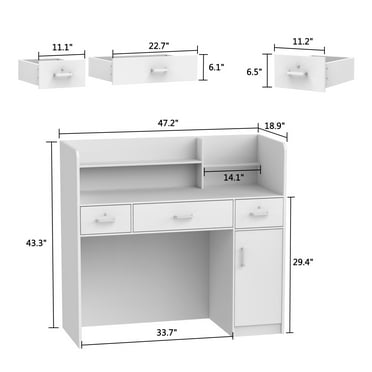 FUFU&GAGA Reversible L-Shaped White Writing Workstation Table, Computer ...