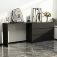 thumbnail image 1 of FUFU&GAGA 32.7"H Rotating Dresser and Desk 6 Drawer Dresser Makeup Vanity White/Black Black, 1 of 5