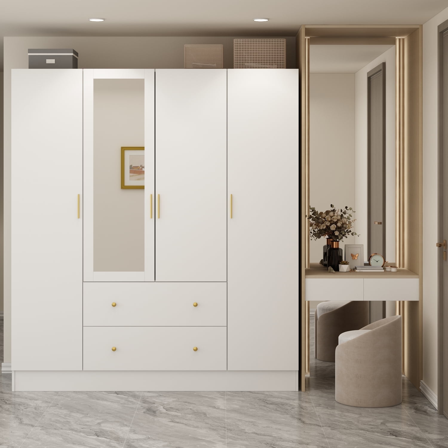 Wardrobe cabinet with mirror hotsell