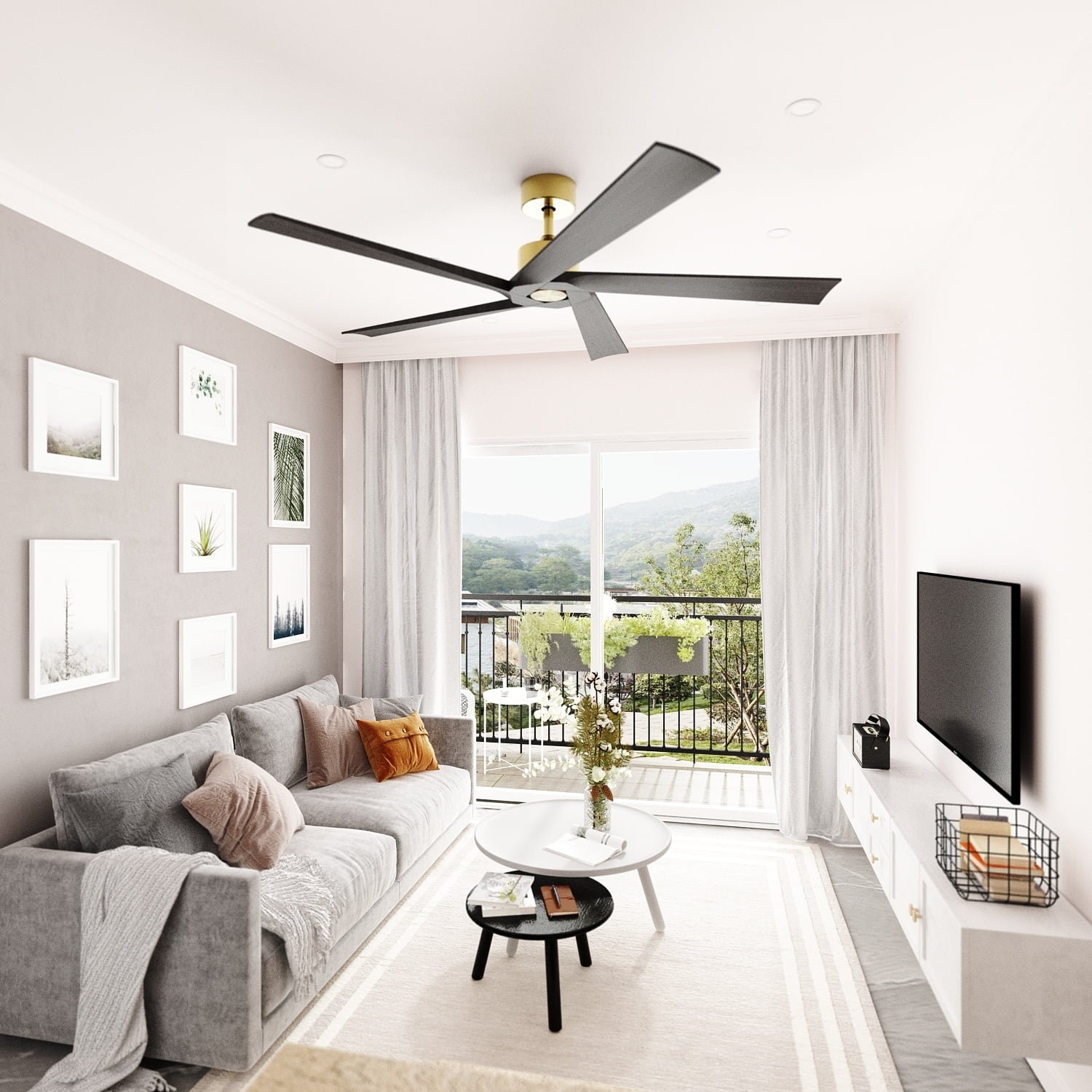 FUFU&GAGA 62-Inch Indoor Ceiling Fan with Wood Blades and 6