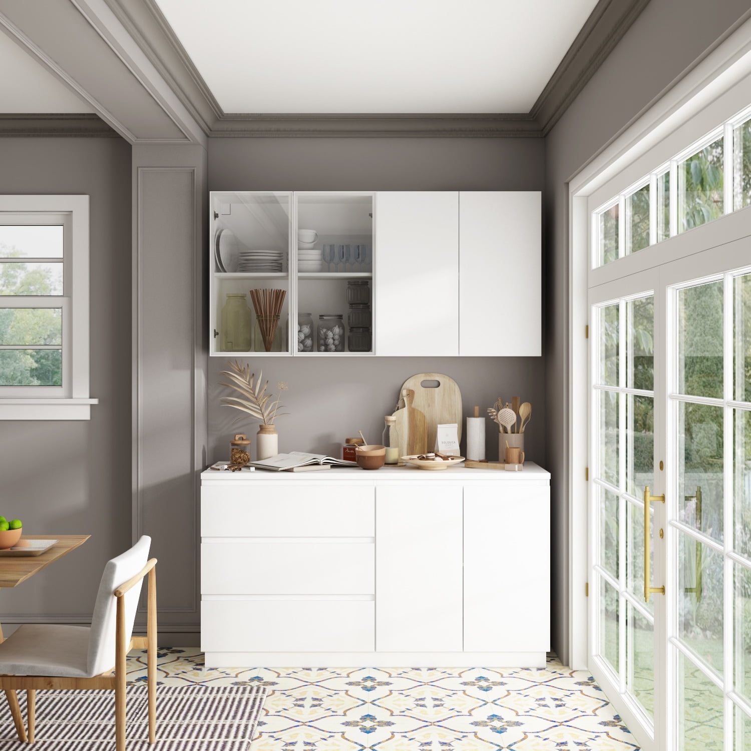 FUFU&GAGA 63"W Durable White Pantry Sturdy Storage for Any Room