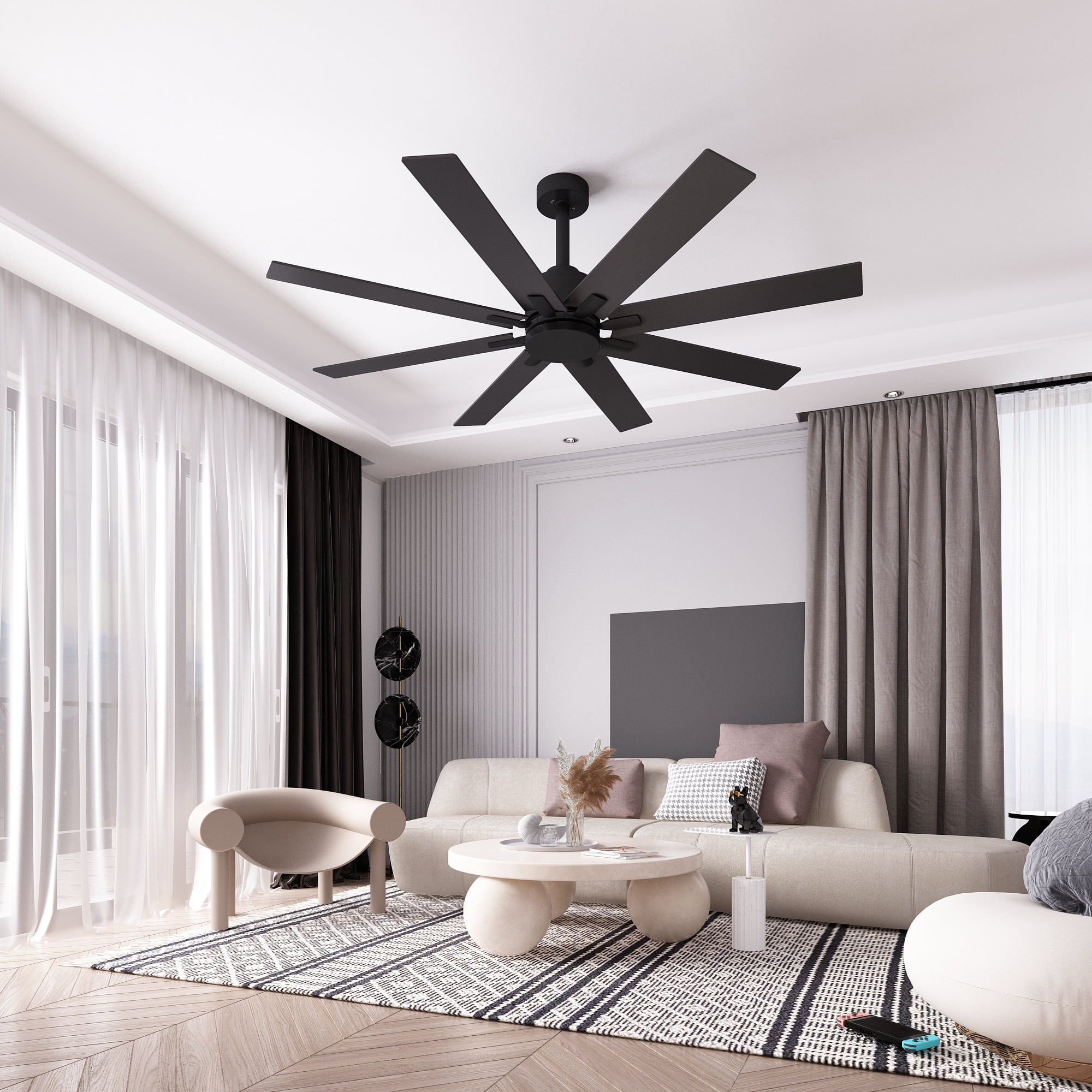 FUFU&GAGA 65 inch Ceiling Fan with Lights, Remote, Reverse Airflow