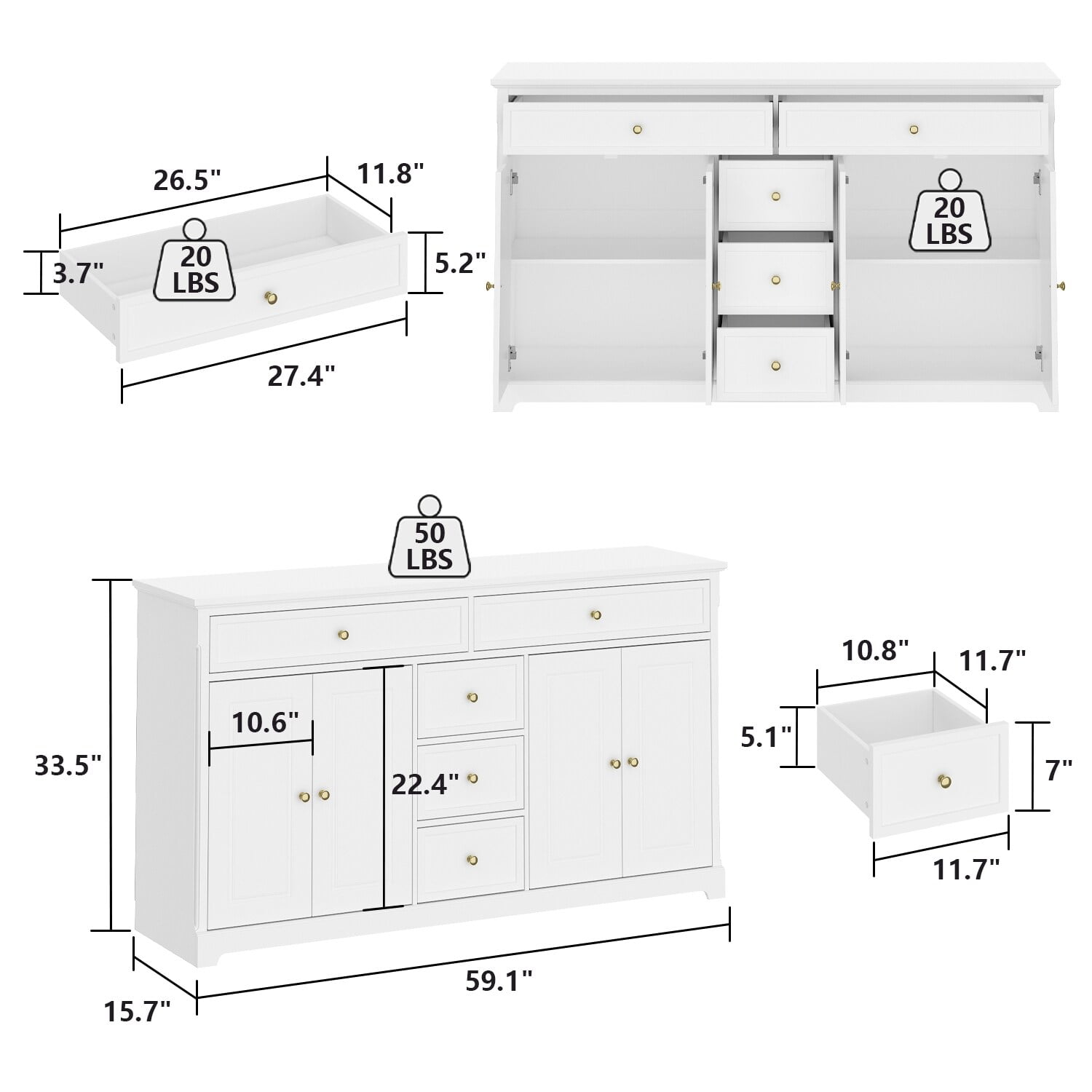 FUFU&GAGA Bookcase Storage Lacquered Buffet Sideboard Dresser