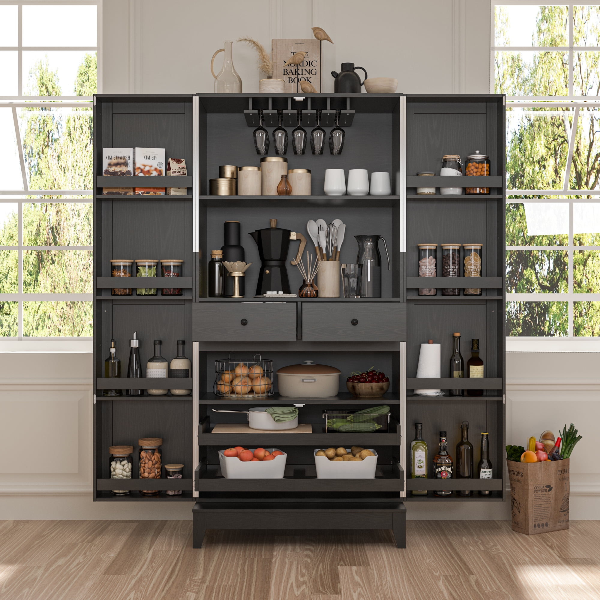 FUFU&GAGA Kitchen Pantry Buffet Cupboards with Drawers and