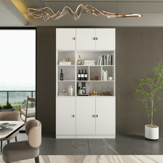 FUFU&GAGA Kitchen Pantry Storage Cabinet, 87.8"H Freestanding Storage Cabinet Cupboard for Home Office Living Room, Whiet