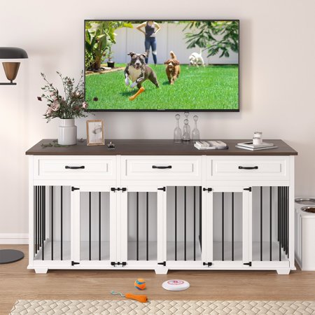 FUFU&GAGA Large Secure & Spacious Dog Crate Fits into Any Home Decor Console 71"Inch
